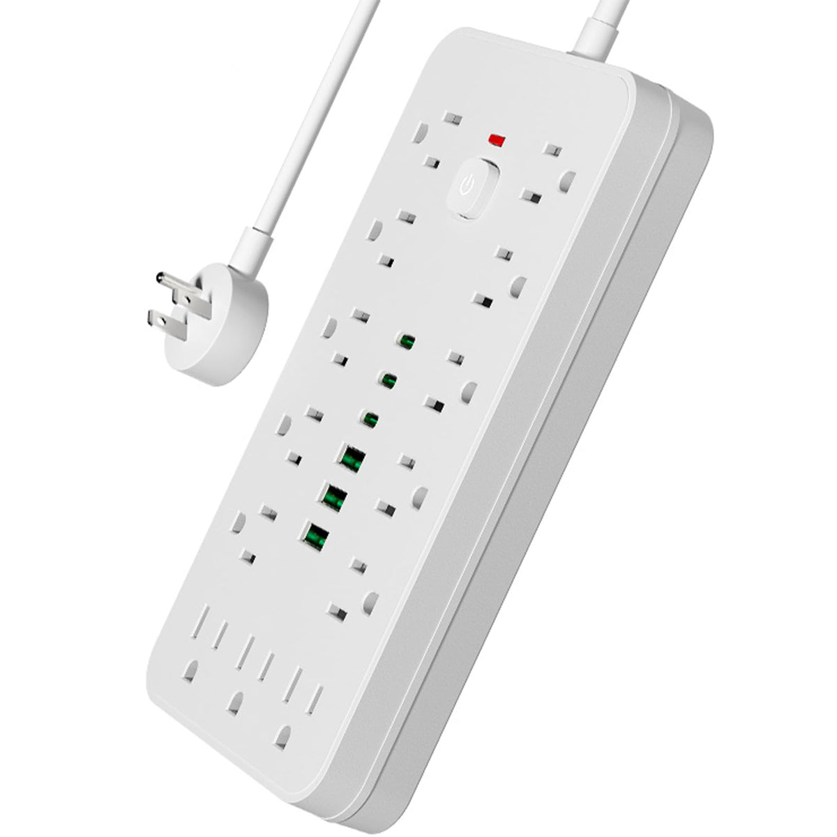 PATDEENREE surge protector with 10ft flat plug enables behind-furniture placement
