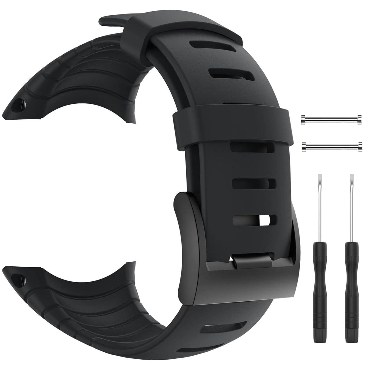 Patrohoo Suunto Core black band, front view, durable rubber for outdoor use.