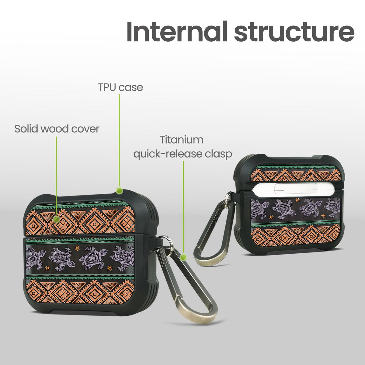 Patterit AirPods 4 case interior TPU layer provides cushioned protection on drops.