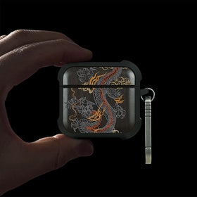 Close-up of the Imperial Dragon paint on Patterit AirPods 4 case