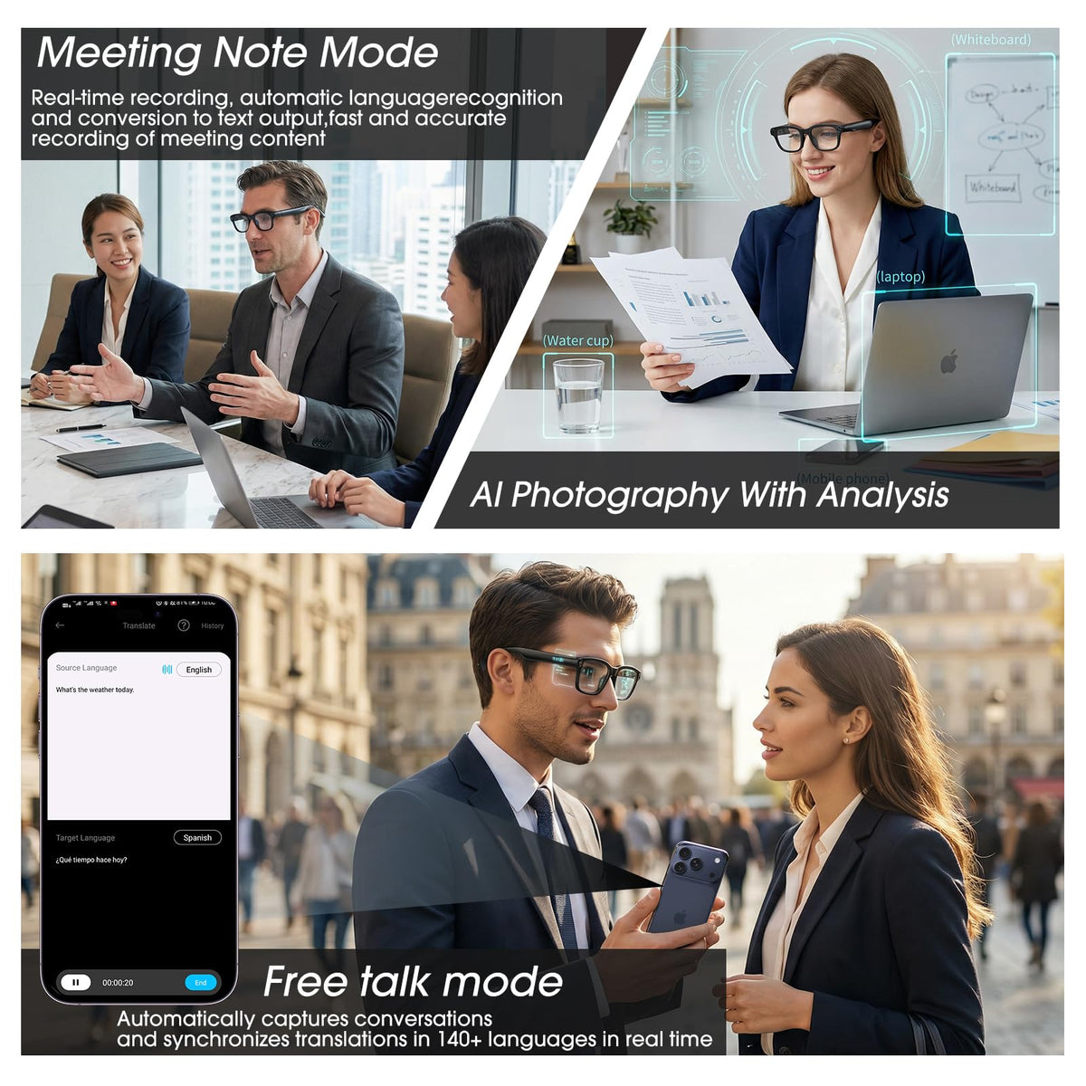 Paubea AI Smart Glasses identify objects instantly using built-in AI recognition.