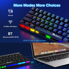 Pauroty close-up of keycaps and blue switch stem, tactile responsive feedback
