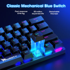 Pauroty RGB backlight detail glowing, customizable lighting for gaming ambiance