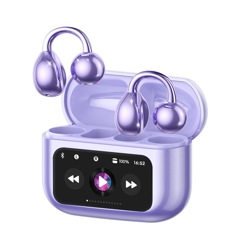 PAXA Clip On Earbuds case touchscreen for quick on-the-go controls.