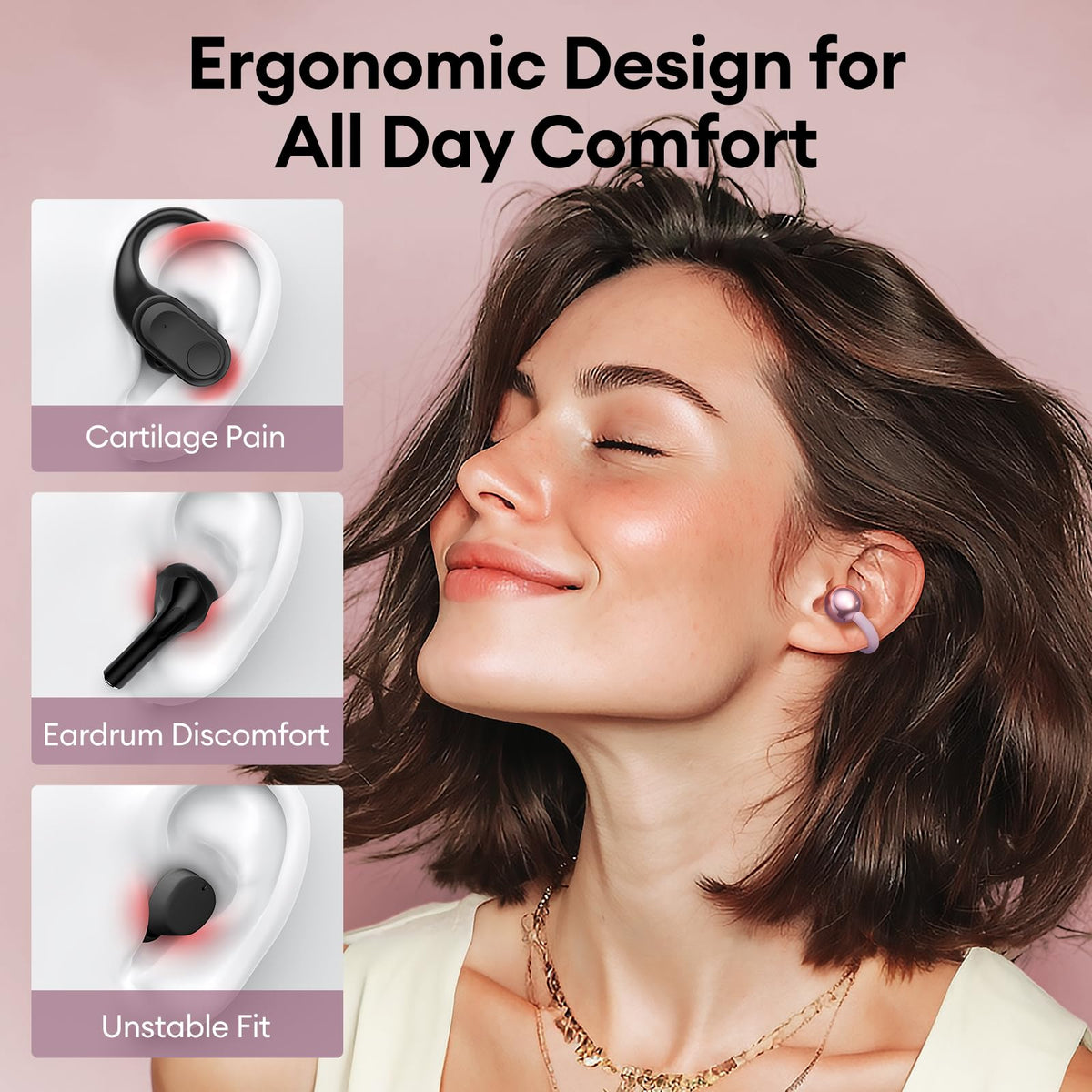 PAXA open-ear clip design delivers lightweight comfort for long workouts.