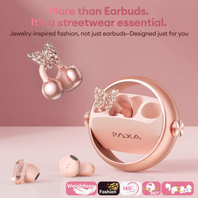 PAXA Ctbuds butterfly clip close-up showing jewelry-style design and secure hold