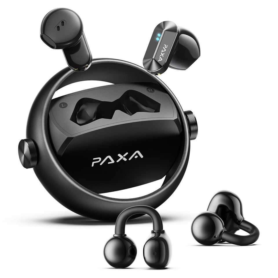 PAXA Ctbuds front packaging showing product and charging case, clear branding and benefit