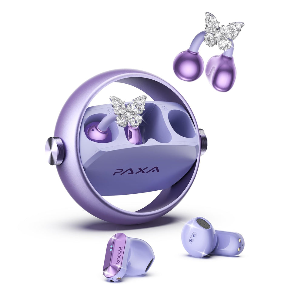 PAXA front packaging showing purple Ctbuds and gift box, stylish gift-ready benefit