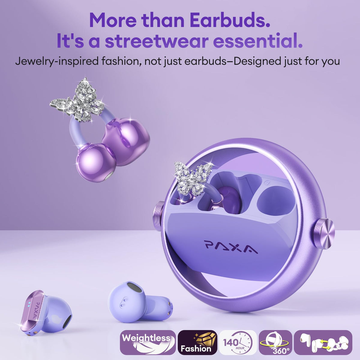 PAXA charging case open with rotating metal ring, tactile fidget relief benefit
