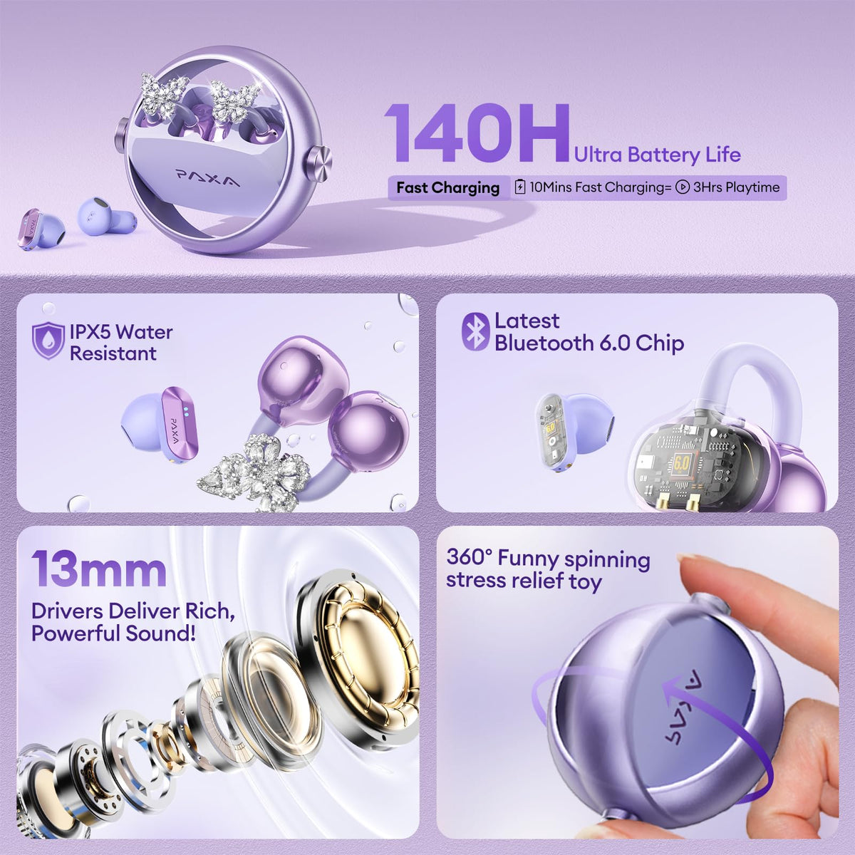 PAXA in-ear mode with silicone tip visible, private listening clarity benefit