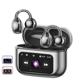 PAXA M100 open-ear clip-on earbuds with touchscreen case for convenient music control during workouts