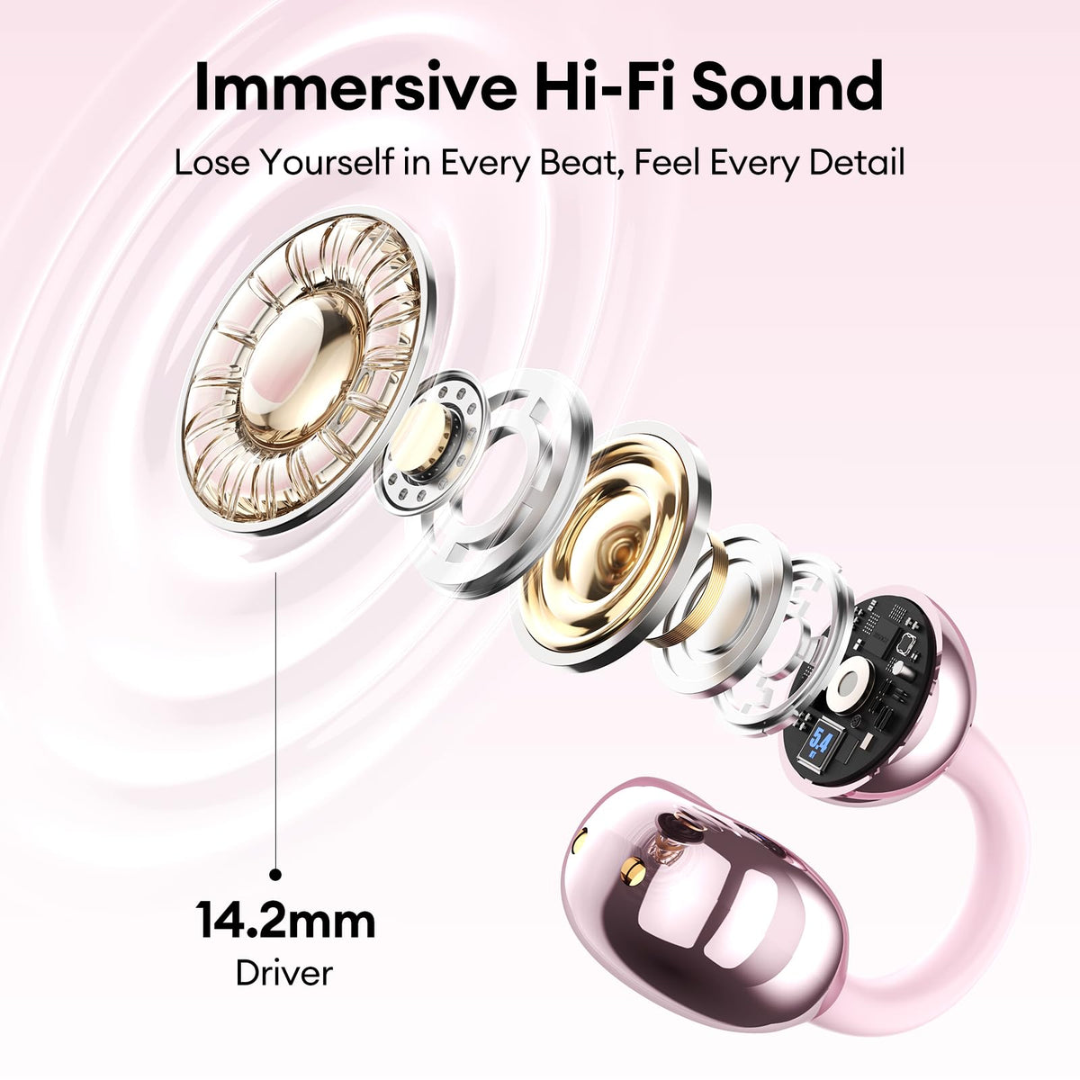 PAXA open-ear headphones provide up to 50 hours of listening on a charge.