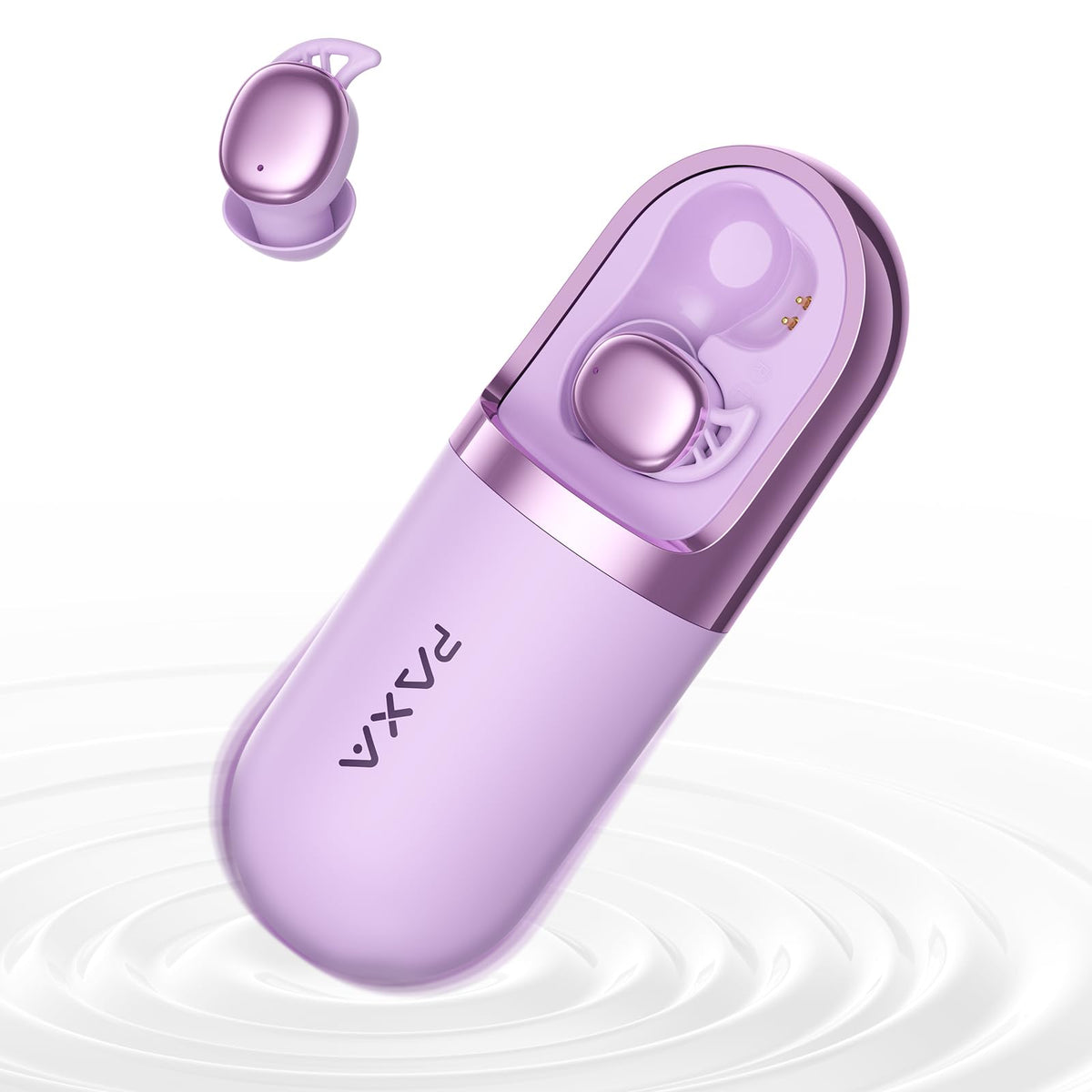 PAXA Sleep Earbuds charging case open showing gentle pre-sleep vibration cue