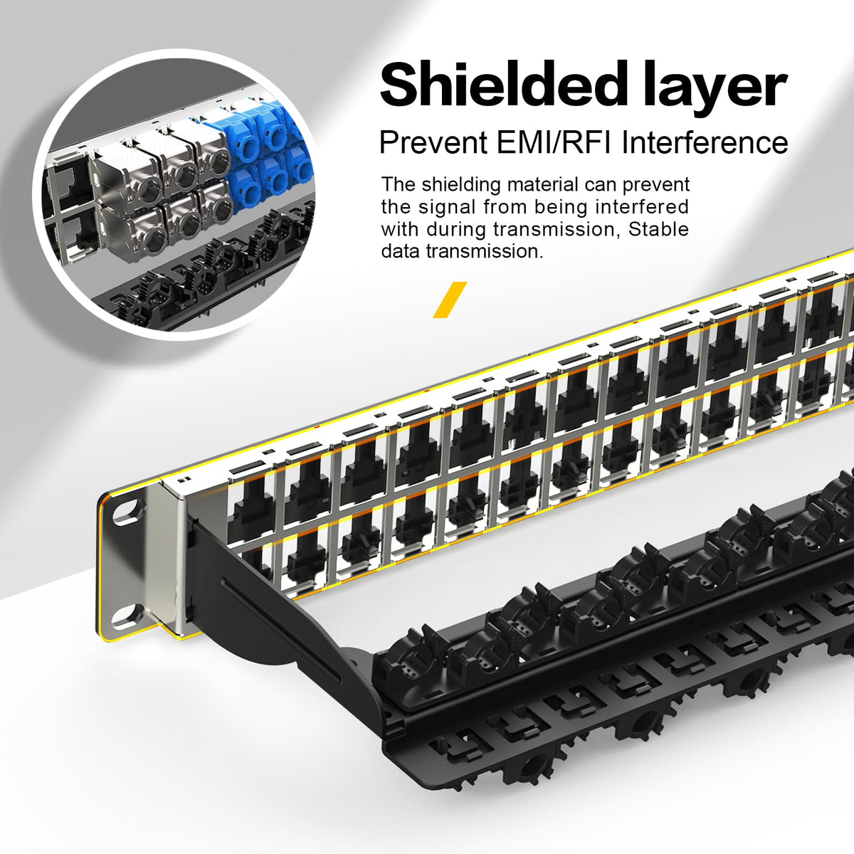 PBAEGAV cable management loops and tie points keeping patch cords tidy