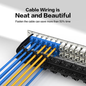 PBAEGAV installed in 19-inch rack organizing multiple network cables efficiently
