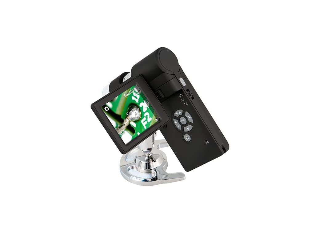 PCE Instruments PCE-DHM 10 handheld microscope with 3-inch display for mobile close-up inspection.