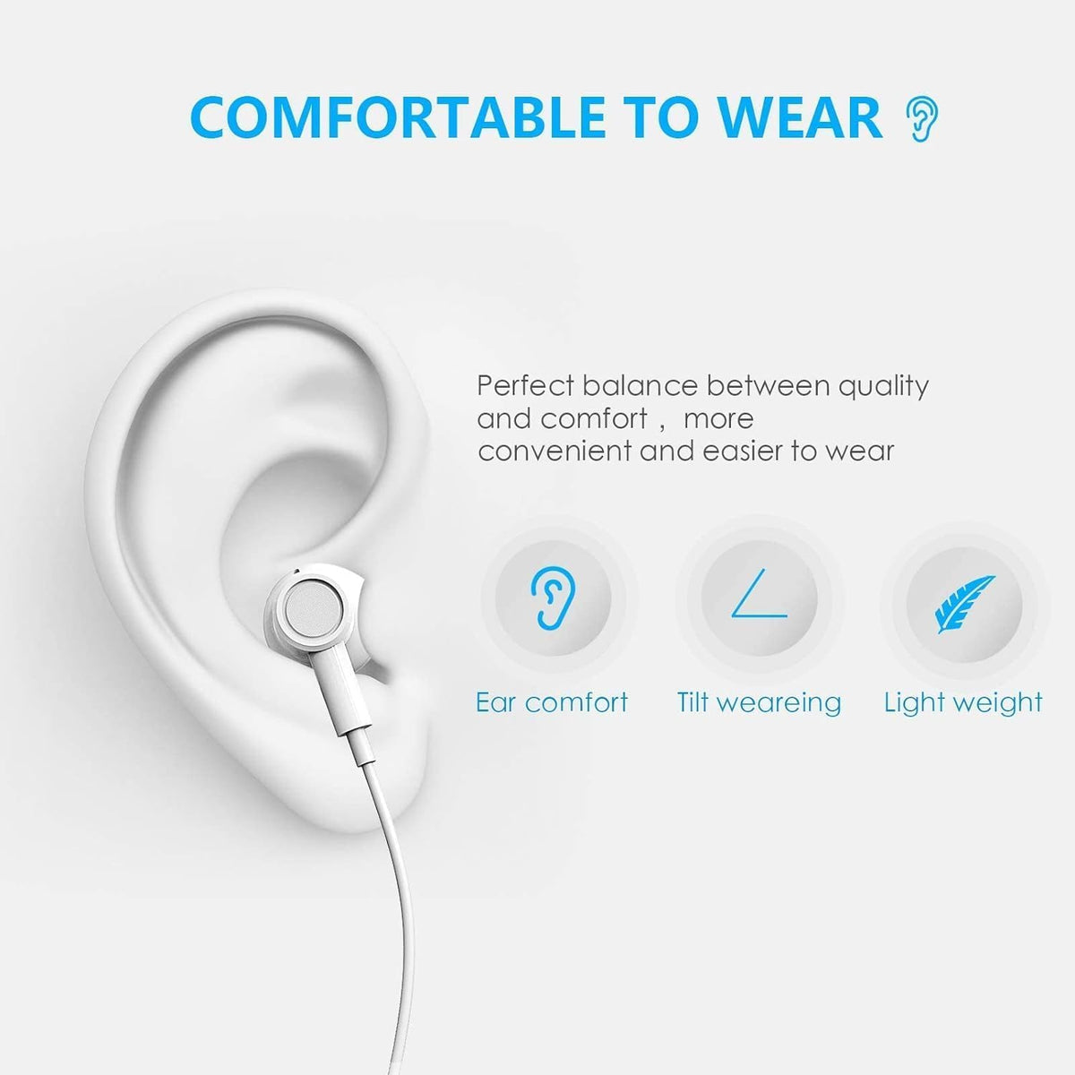 Pcwfbzf USB-C headphones metal-plated connectors for reliable fit