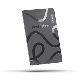 Pebblebee Card 5 front view showing sleek tracker and brand for discreet tracking