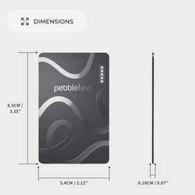 Pebblebee Card 5 inside a wallet to show scale and seamless fit for travel