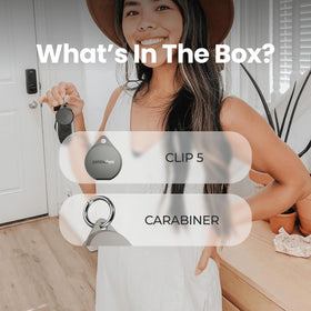 Pebblebee Clip 5 app screen showing precise location and quick phone-finder access
