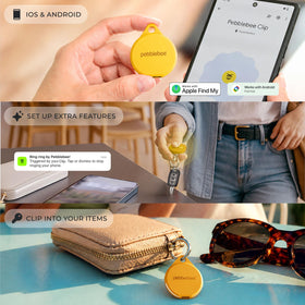 Pebblebee Clip 5 LED strobe lit bright for instant visual location aid