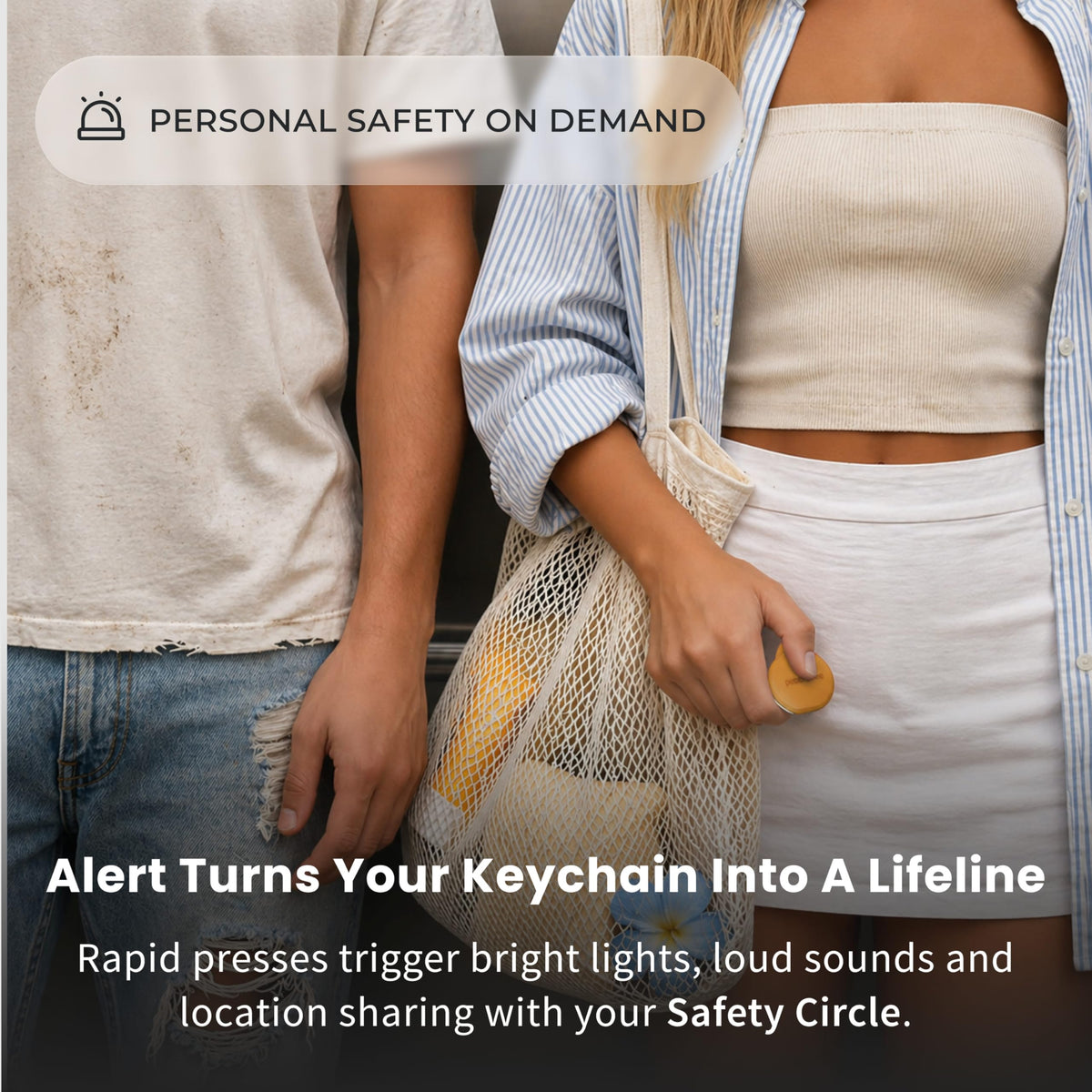 Pebblebee Clip 5 app safety mode on phone showing quick location sharing benefit