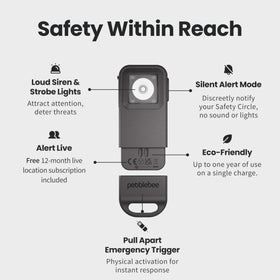 Pebblebee Halo pulled apart to activate alarm and location sharing for quick help