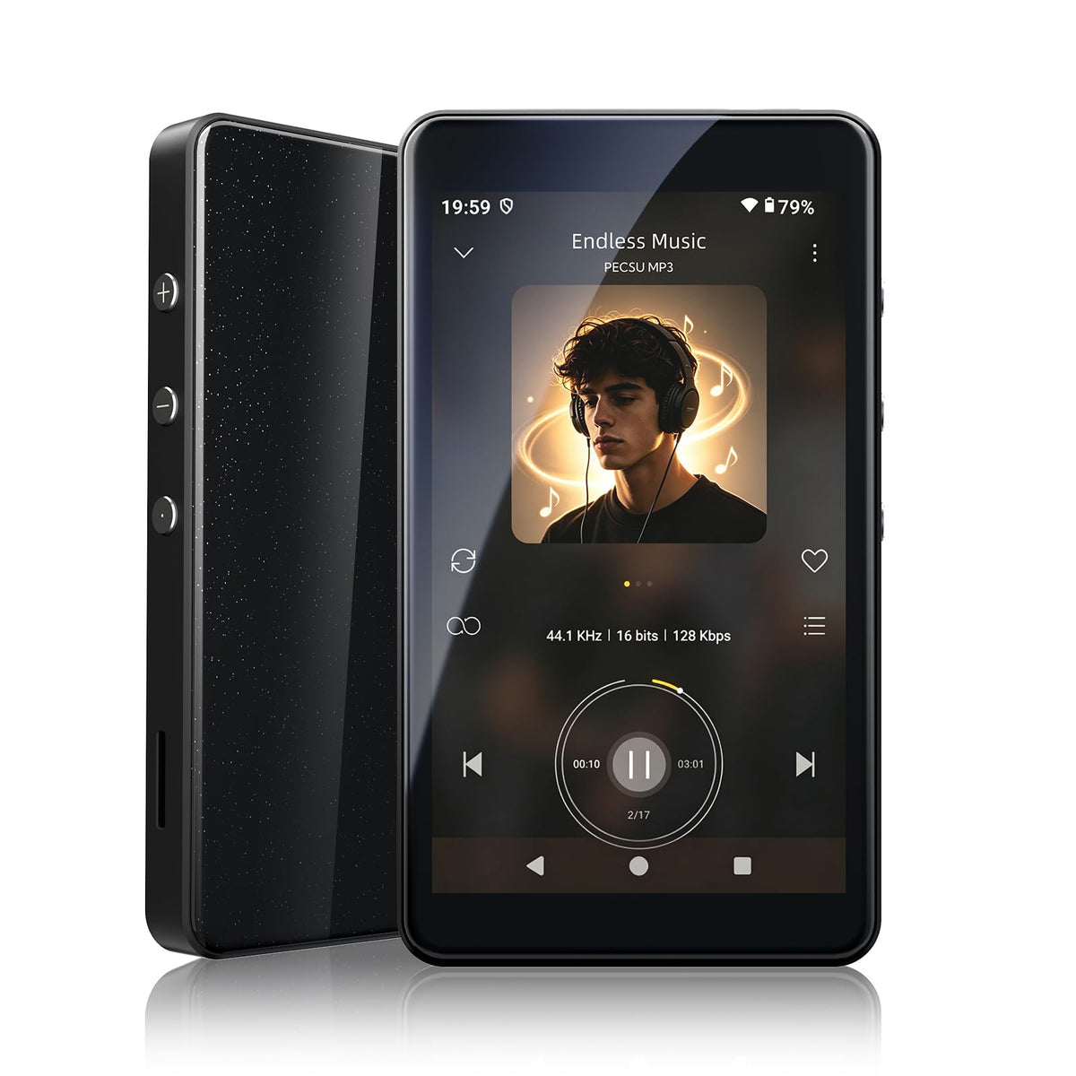 PECSU MP3 Player front display for easy navigation and control.