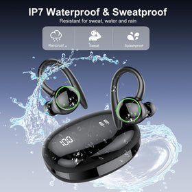 PEFUPEW IP7 waterproof earbuds withstand sweat and rain during workouts