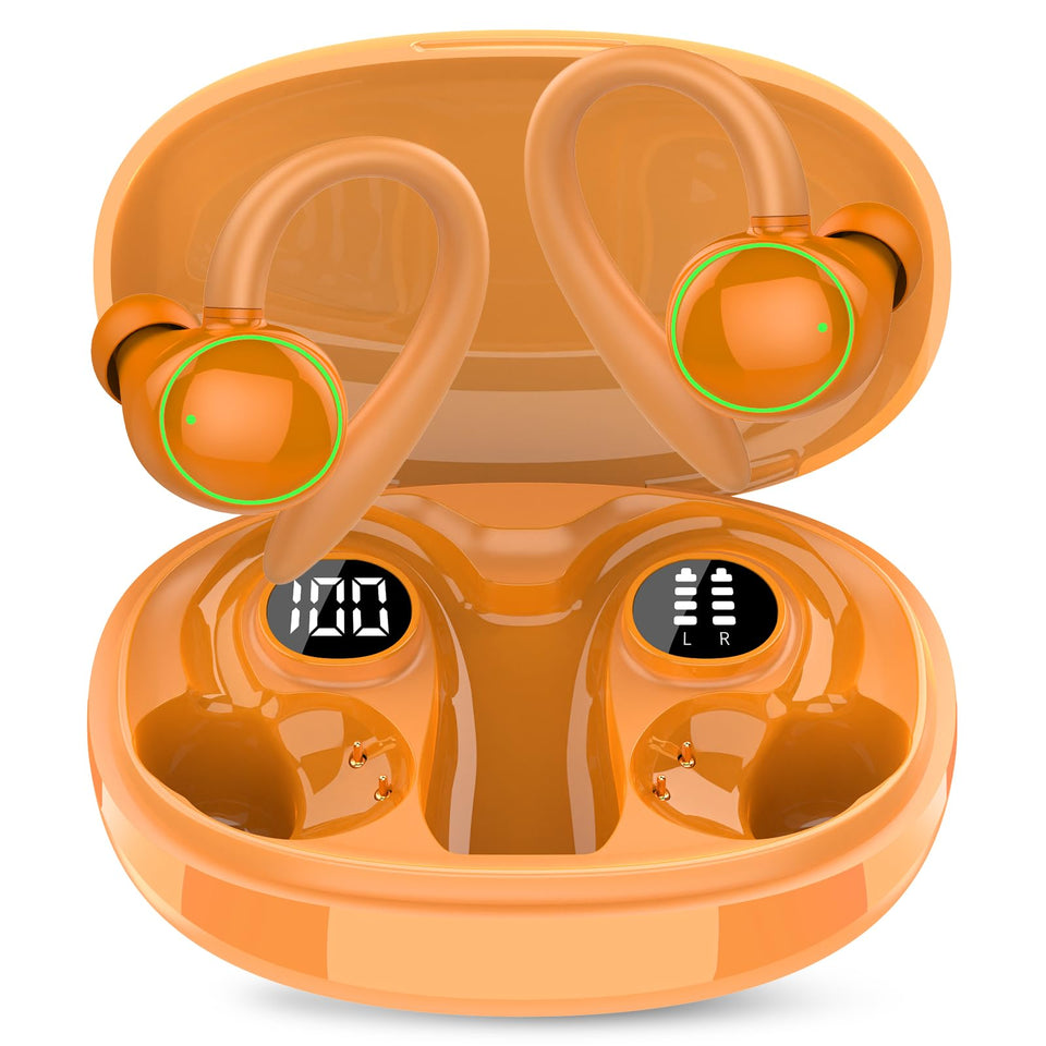 PEFUPEW front packaging showing earbuds and case, highlights long battery
