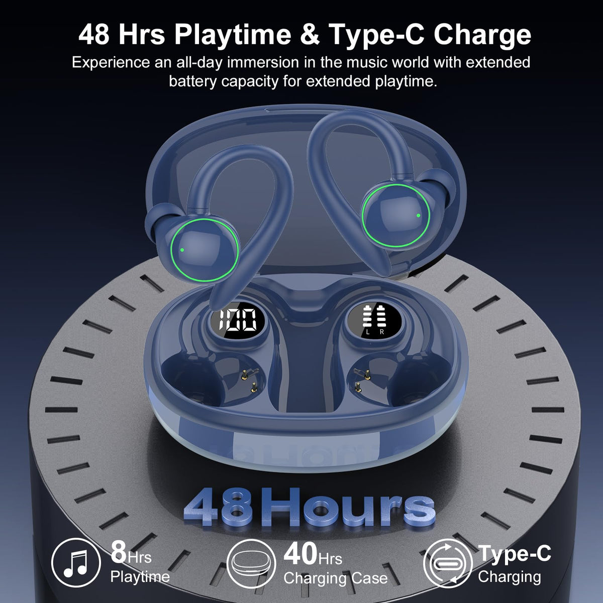 PEFUPEW earbuds worn by runner demonstrating secure fit and sweat resistance