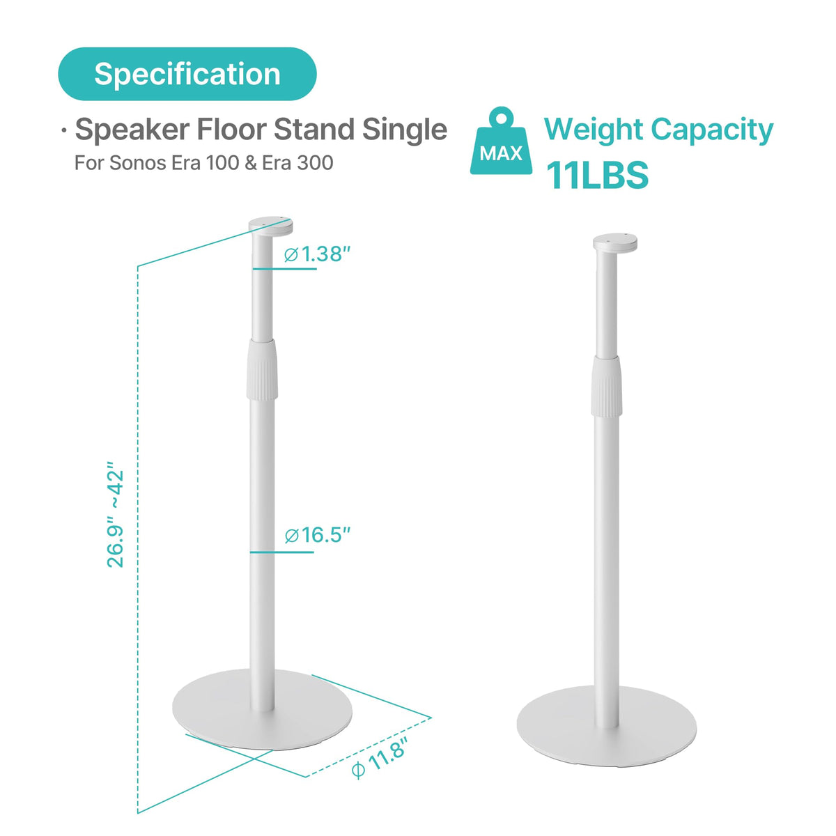PEGZONE stand with Sonos Era beside bed showing versatile placement benefit