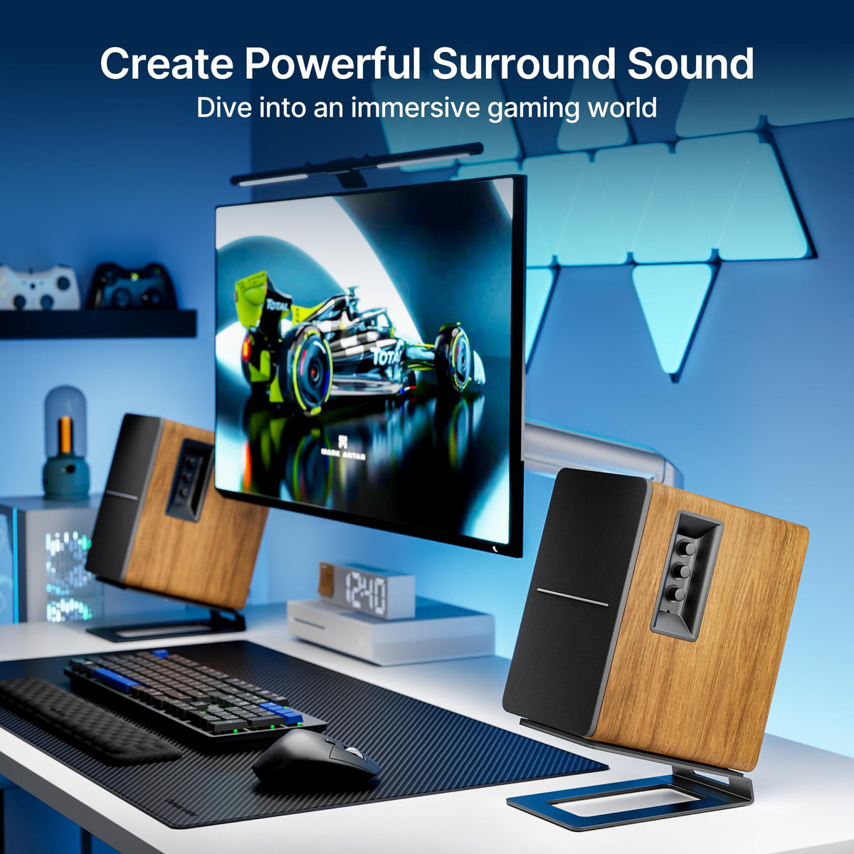 PEGZONE bookshelf speaker stand with screw mounting for enhanced stability.