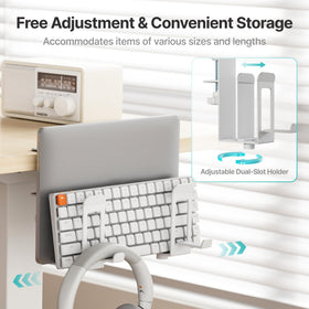 PEGZONE desk organizer with side hooks for bags and small accessories.