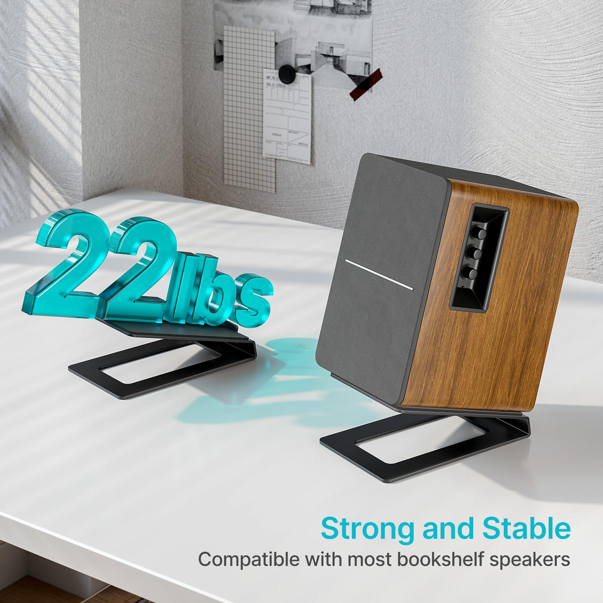 PEGZONE speaker stand anti-vibration pad reduces resonance for clearer audio.
