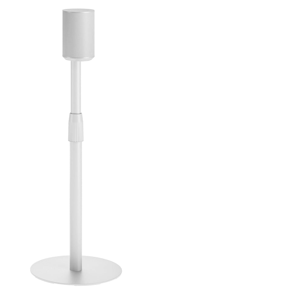 PEGZONE front view of white stand holding Sonos Era - stable aesthetic benefit