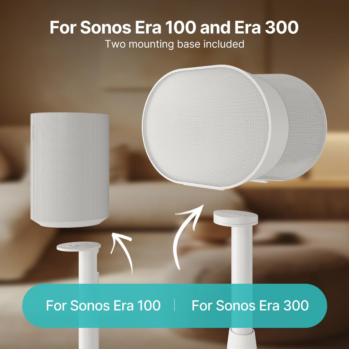 PEGZONE adjustable height stand for Sonos Era enhances listening angle.