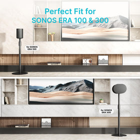 PEGZONE height-adjustable stands for Sonos Era, side view, blends with modern interiors.