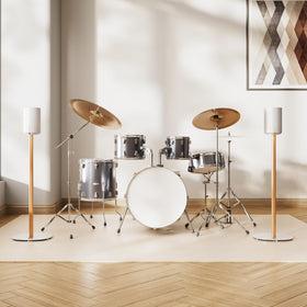 PEGZONE in living room lifestyle shot showing neat speakers and décor