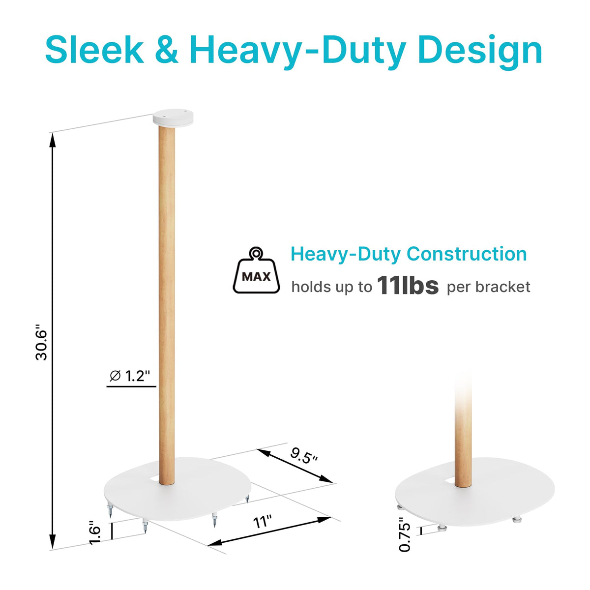 PEGZONE stand next to sofa showing scale and proper speaker height