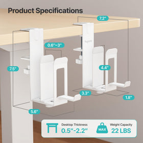PEGZONE clamp with silicone pads protecting desk surfaces from scratches.