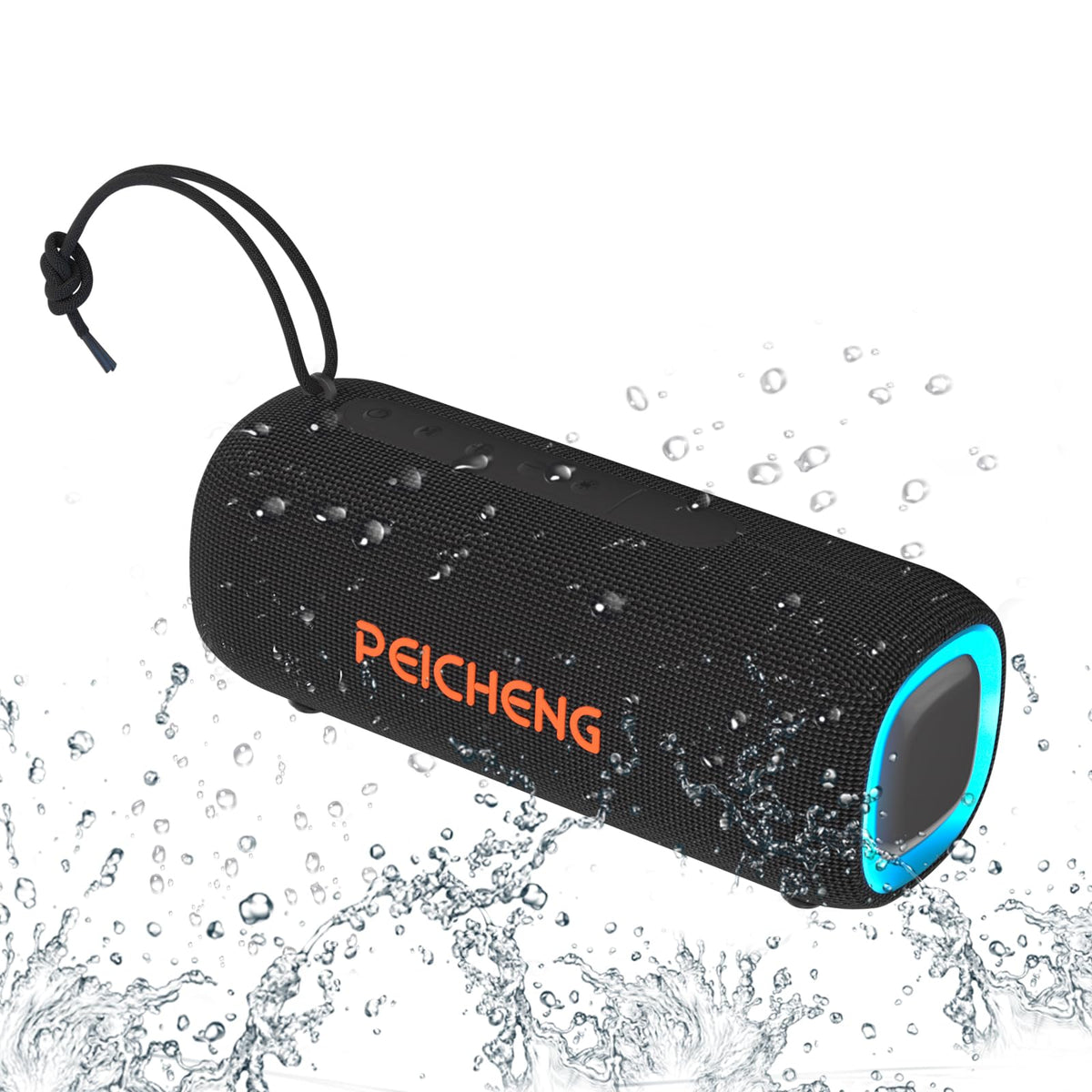 PEICHENG Bluetooth Speaker front-view showing compact travel-ready design