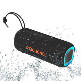 PEICHENG Bluetooth Speaker front-view showing compact travel-ready design