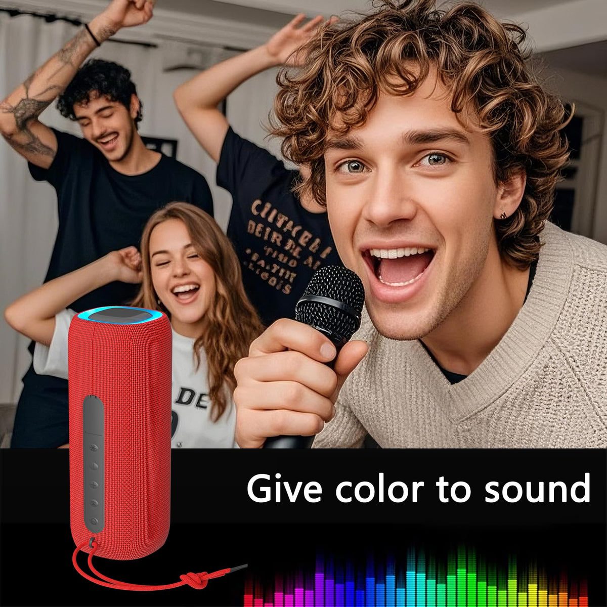 PEICHENG Bluetooth speaker IPX5 waterproof for rain, splashes, and poolside use.