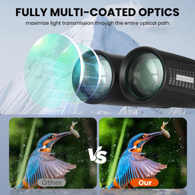 Peiketao ED HD Binoculars close-up lens detail highlighting sharp glass and edge clarity.