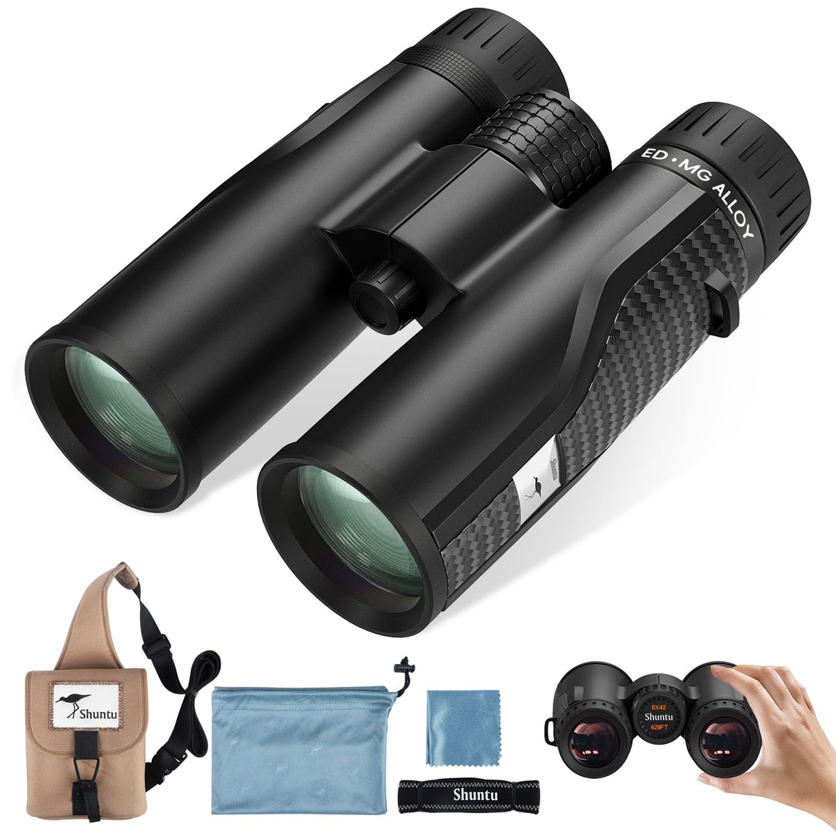 Peiketao ED HD Binoculars side view showing compact rugged build for outdoor use.