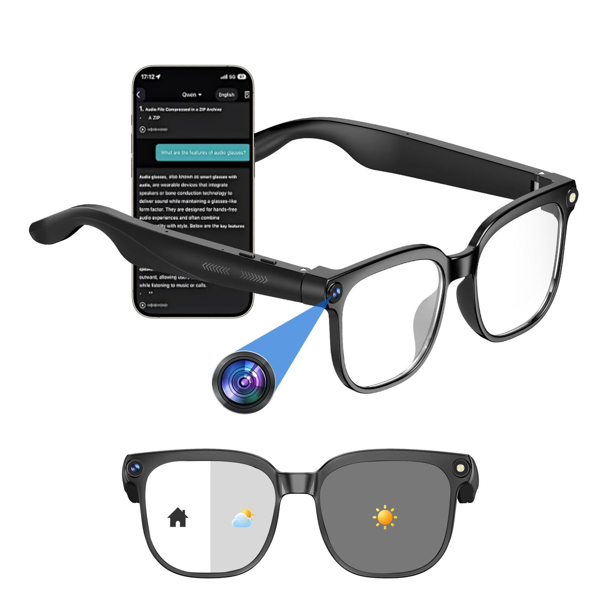 PEJE AI Smart Glasses camera 8MP in use for hands-free moments and clear snapshots.