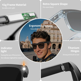PEJE AI Smart Glasses dual mics boost call clarity in noise.