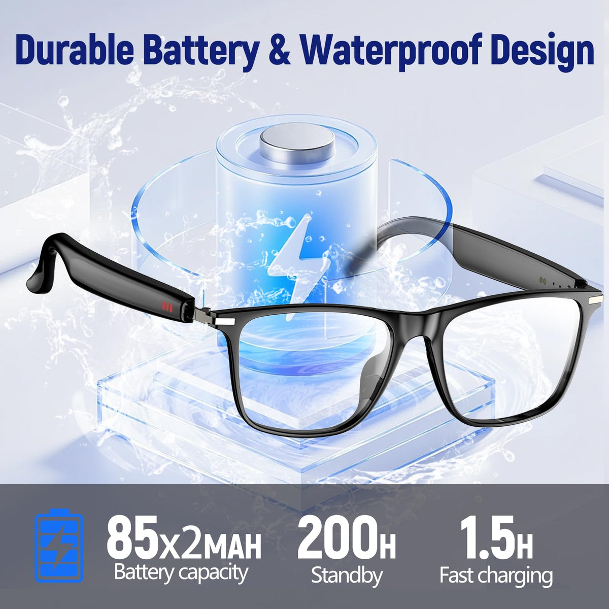 PEJE AI Smart Glasses touch controls and voice assistant enable hands-free operation.