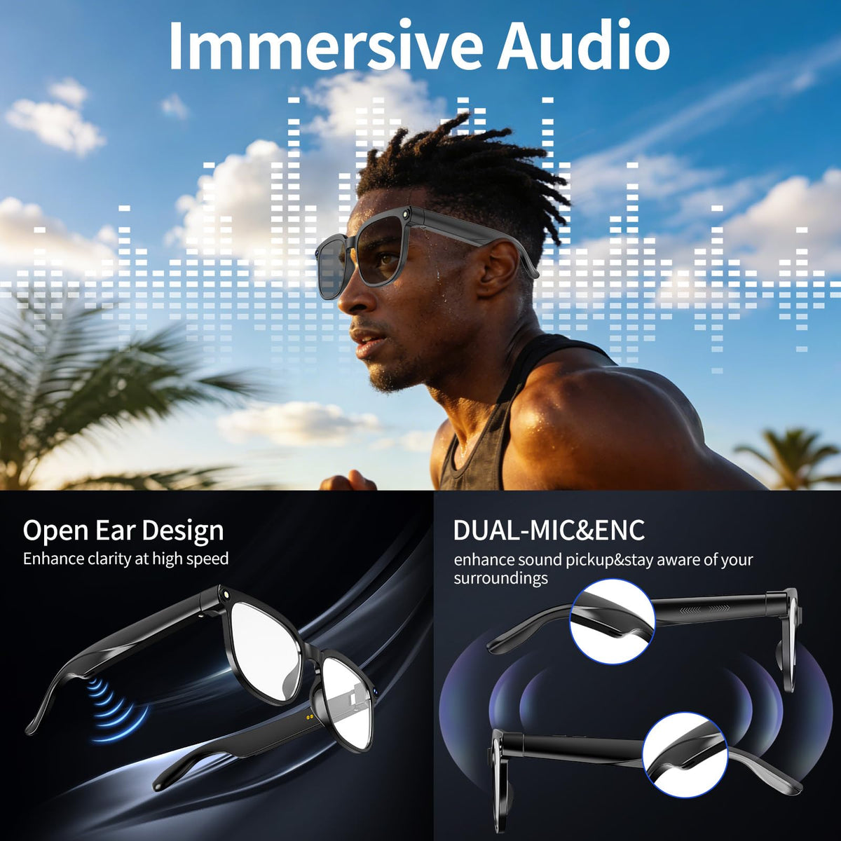 PEJE AI Smart Glasses video 1080p capture for effortless on-the-go filming.
